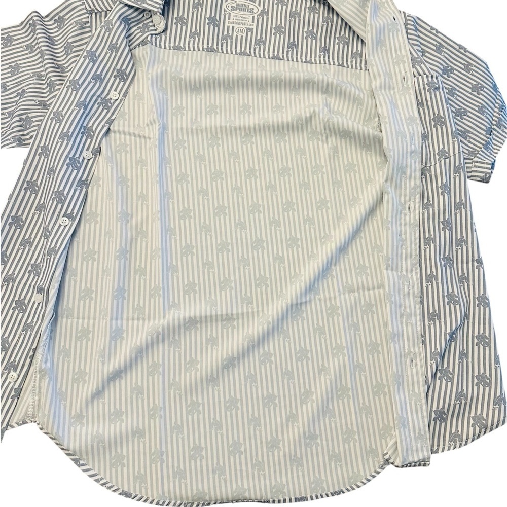 Chalktalk Sports Hockey Short Sleeve Stretch Collared Button Shirt Men’s M NWOT - Picture 4 of 11